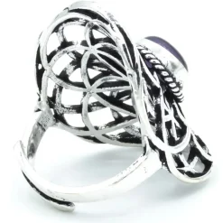 Bague graine de vie couleur argent améthyste