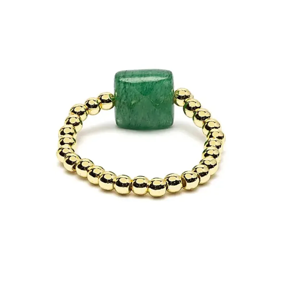 Bague élastique Aventurine Verte facettée