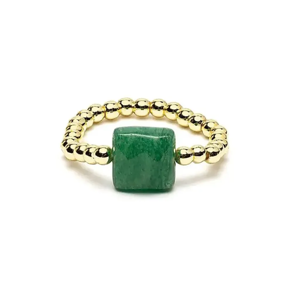 Bague élastique Aventurine Verte facettée
