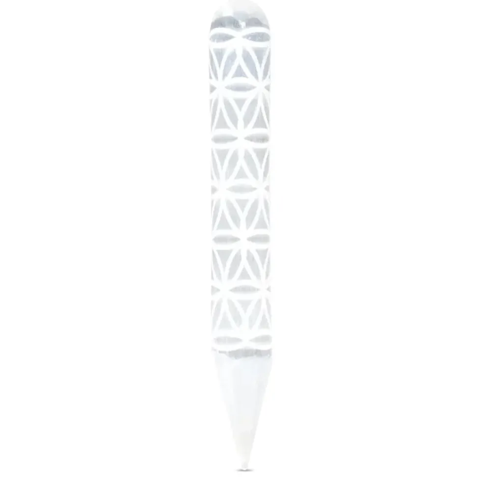 Baguette / bâton de massage en sélénite fleur de vie