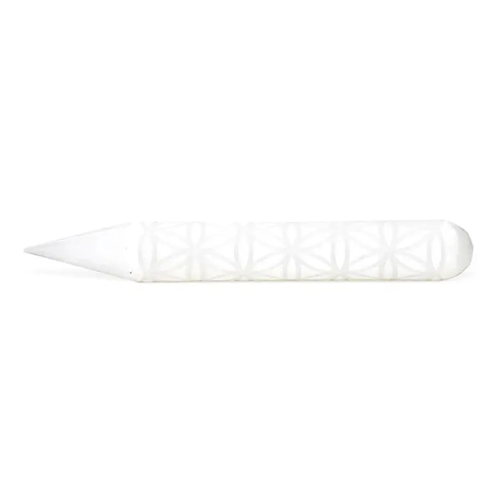Baguette / bâton de massage en sélénite fleur de vie