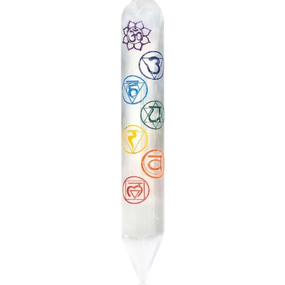 Baguette / bâton de massage sélénite 7 chakras