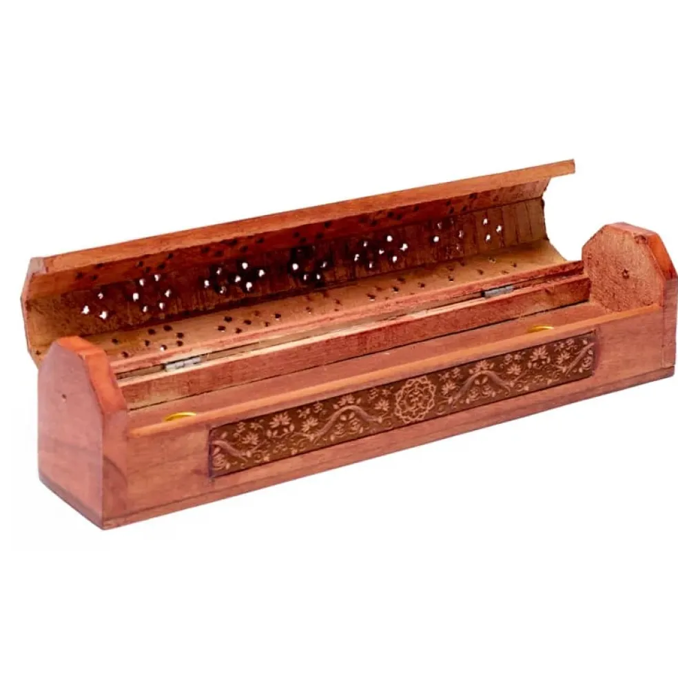 Boîte brûle encens en bois d'acacia