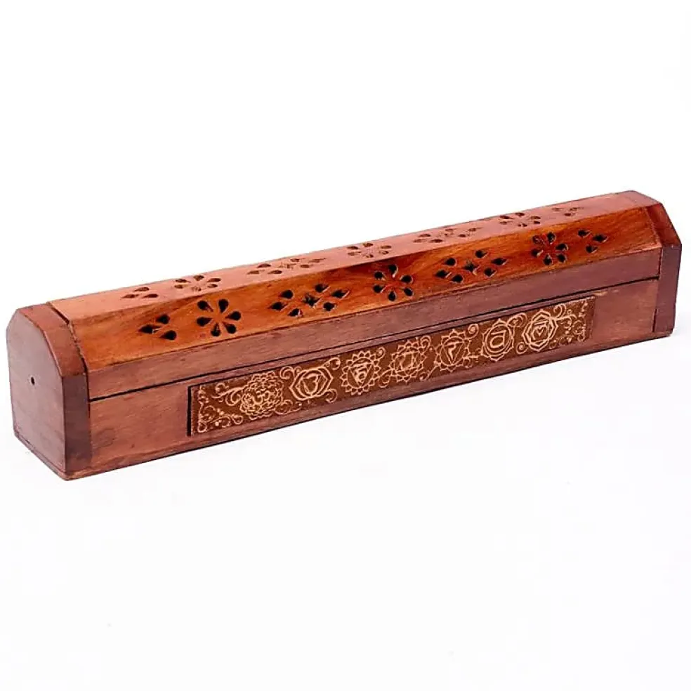 Boîte brûle encens en bois d'acacia