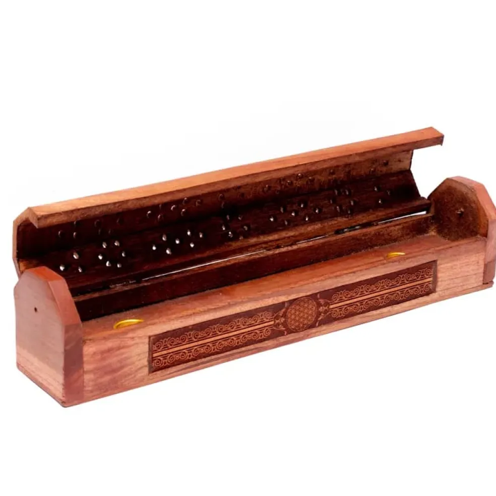Boîte brûle encens en bois d'acacia