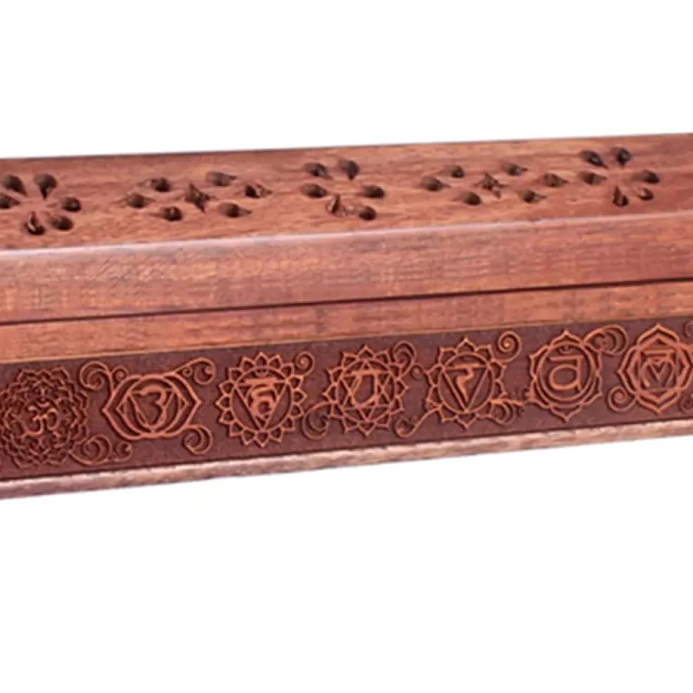 Boîte brûle encens en bois d'acacia