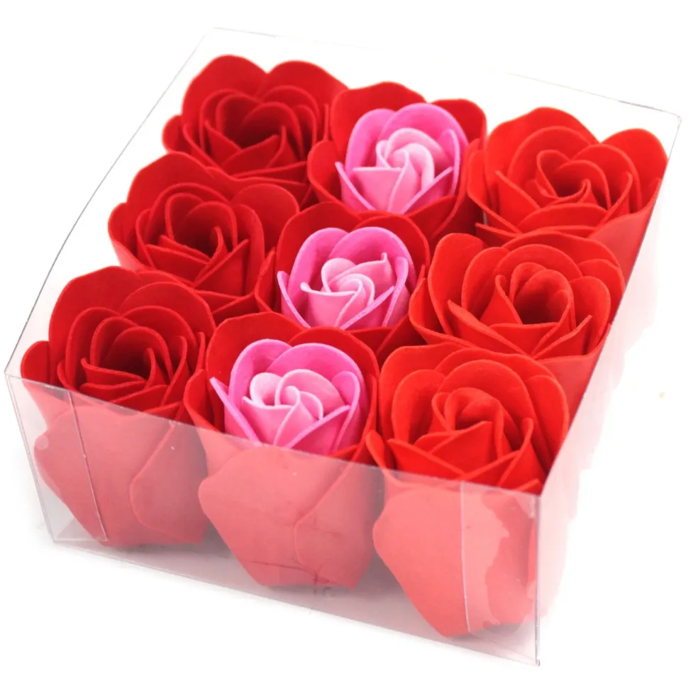 Boîte de 9 roses de savon