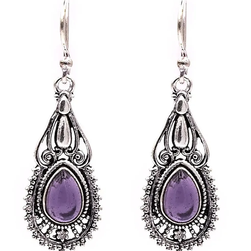 Boucles d'oreilles bohème avec améthyste