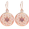 Boucles d'oreilles fleur de vie avec Quartz Rose