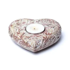 Bougeoir/brûle encens en pierre en forme de coeur