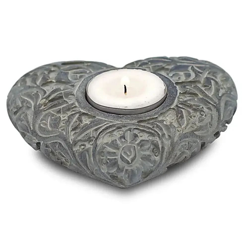 Bougeoir/brûle encens en pierre en forme de coeur