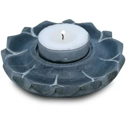 Bougeoir/brûle encens en pierre en forme de lotus