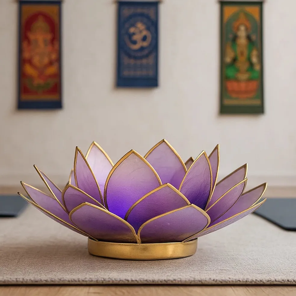 Bougeoirs Lotus - Bords Dorés 13.5 cm