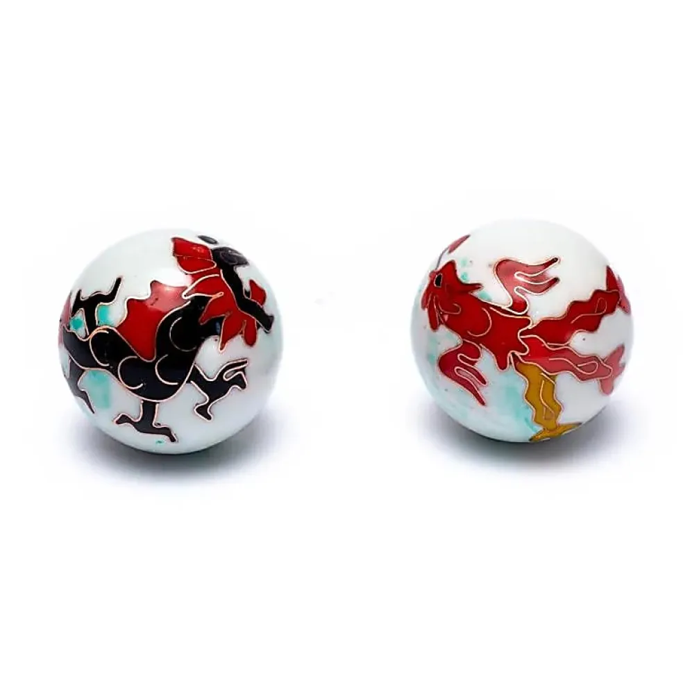 Boules Qi Gong Baoding Phénix et dragon - 3.5 cm