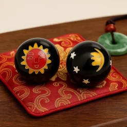 Boules Qi Gong Baoding Soleil Lune jaune