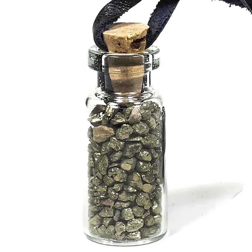 Bouteille en verre de pierres Pyrite