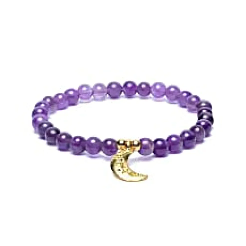 Bracelet Améthyste | charm Lune