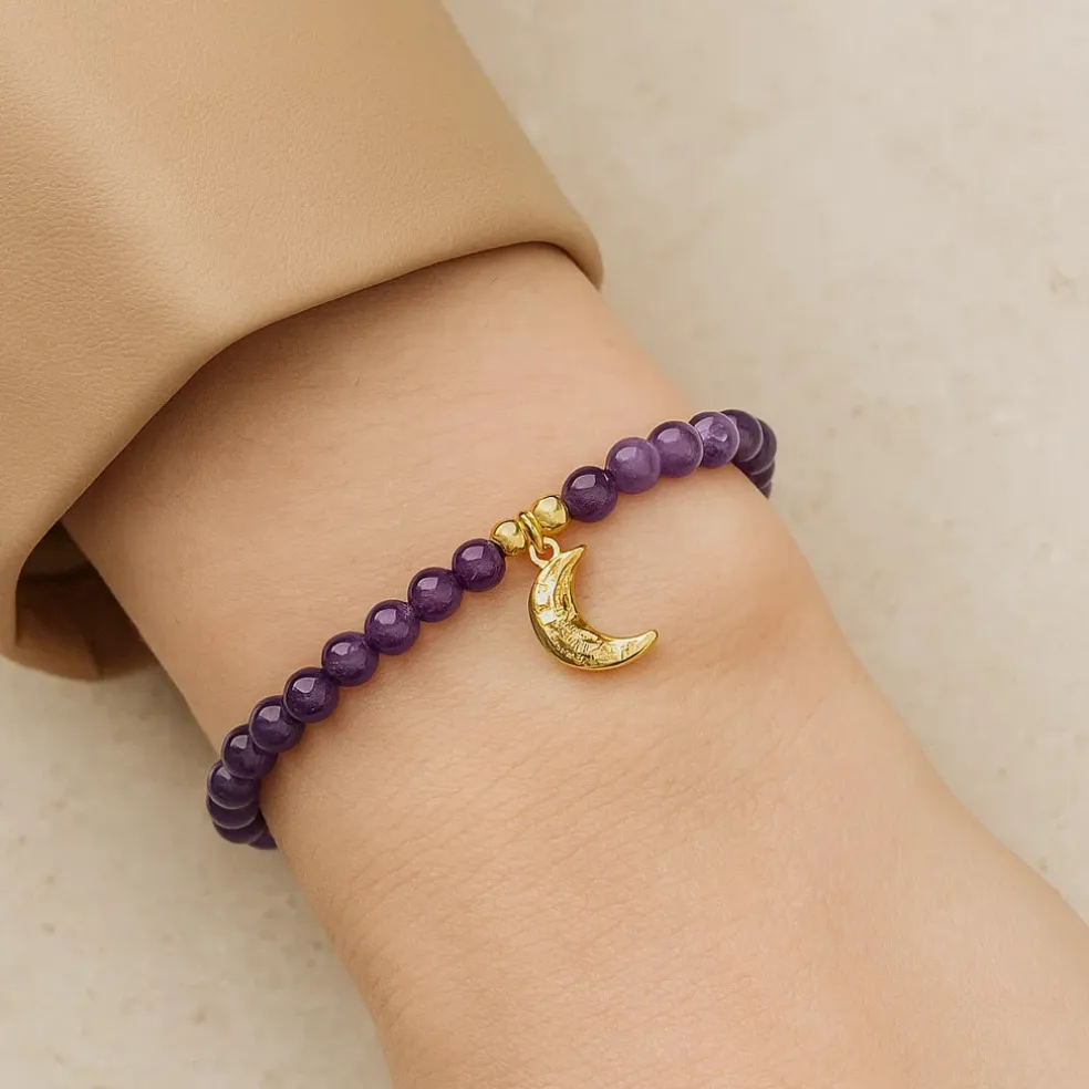Bracelet Améthyste | charm Lune