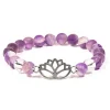 Bracelet Améthyste Chevron - Cristal de Roche | charm Lotus