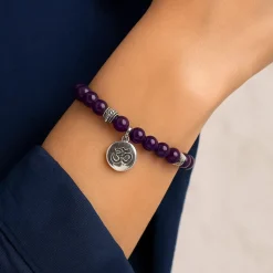 Bracelet Améthyste 21 perles | charm Om