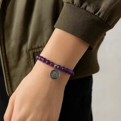 Bracelet Bouddha Améthyste 21 perles | charm Bouddha