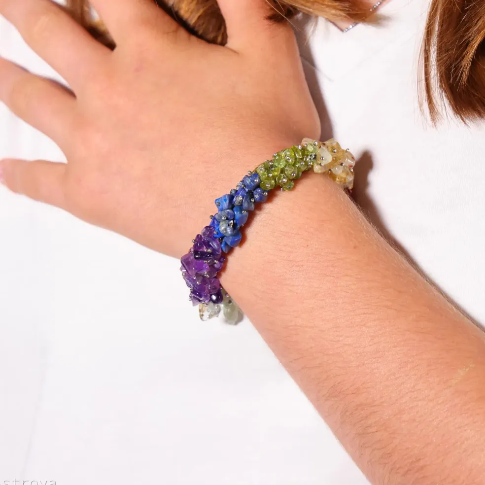 Bracelet 7 chakras luxe en chips