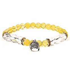 Bracelet Citrine - Cristal de Roche | charm Bouddha