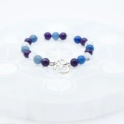 Bracelet en Améthyste, Aventurine et Cristal de Roche | charm Om