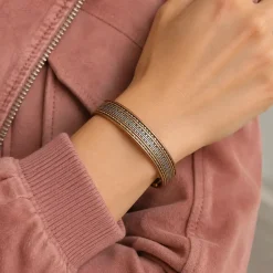 Bracelet en cuivre magnétique - motif bandes | Lot de 2