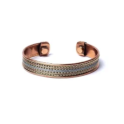 Bracelet en cuivre magnétique - motif bandes | Lot de 2