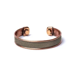 Bracelet en cuivre magnétique - motif corde | Lot de 2