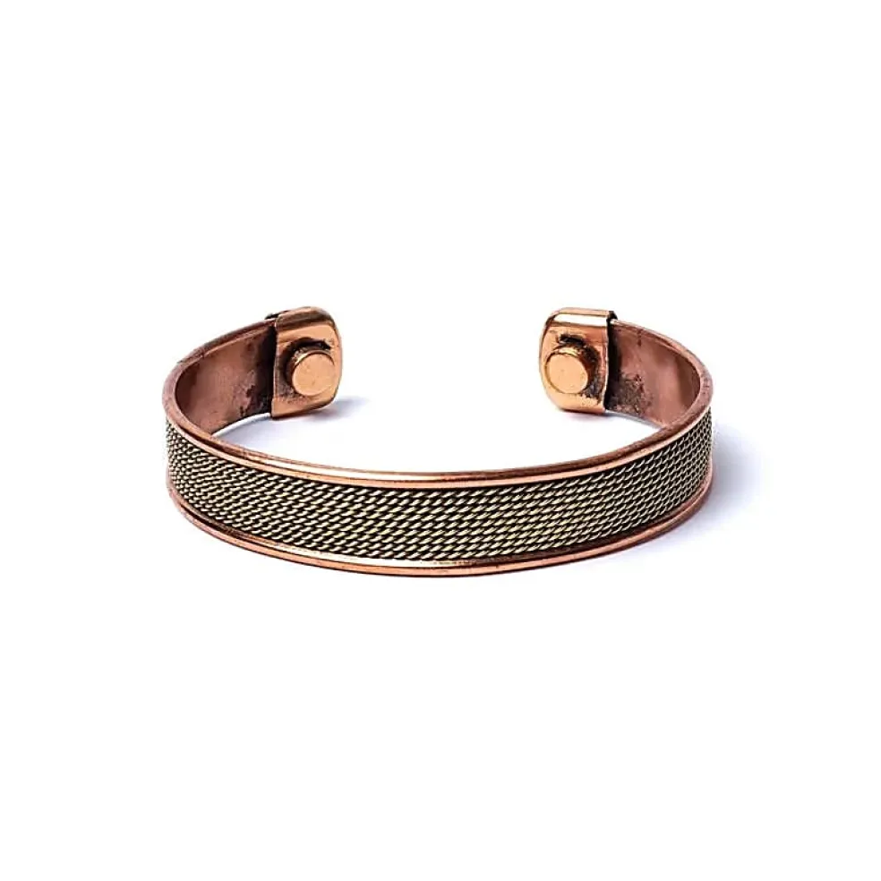 Bracelet en cuivre magnétique - motif corde | Lot de 2