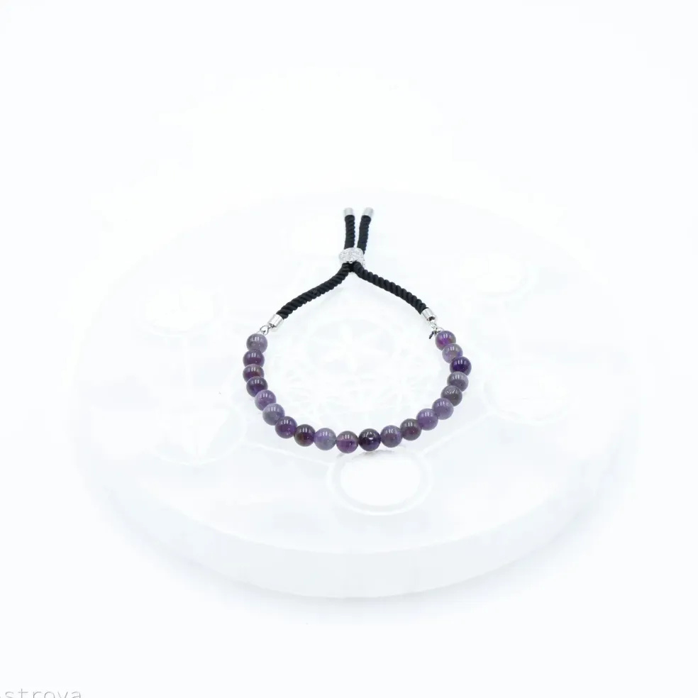 Bracelet en pierre naturelle plaqué argent | Améthyste