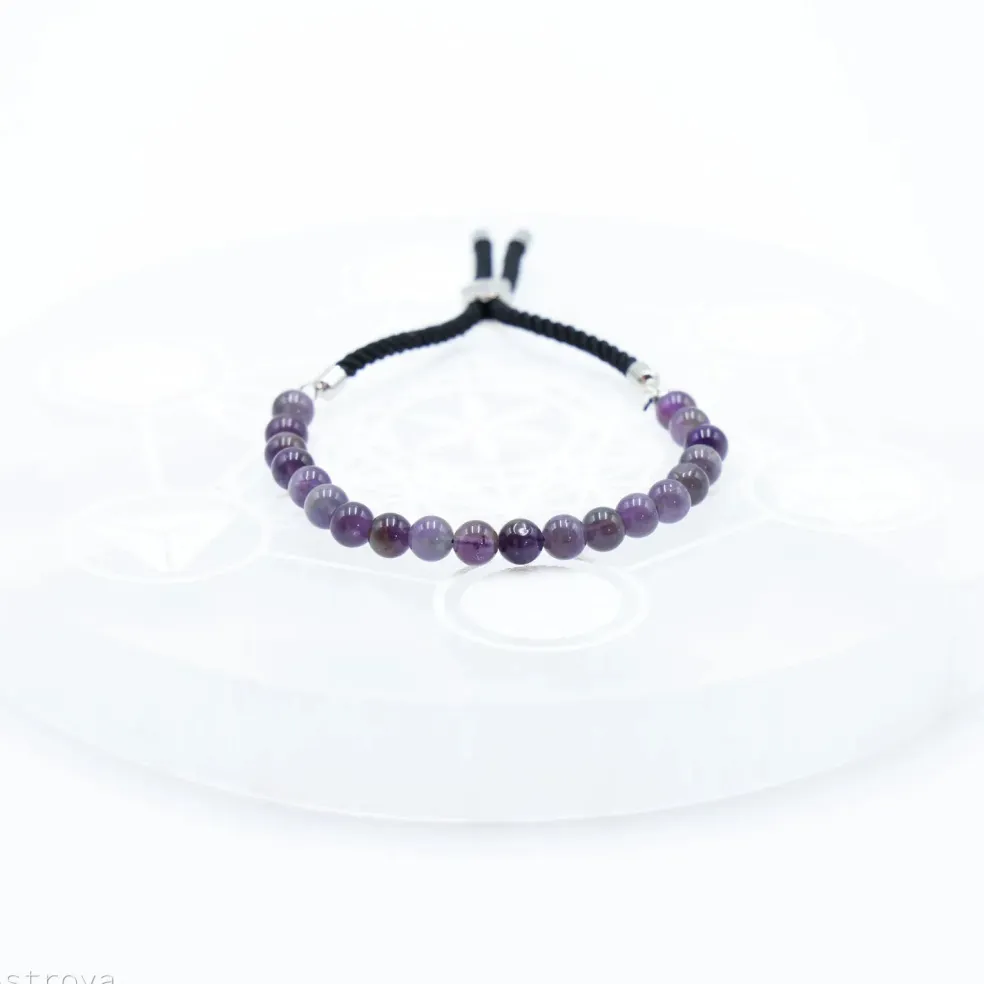 Bracelet en pierre naturelle plaqué argent | Améthyste