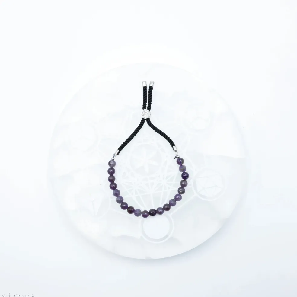 Bracelet en pierre naturelle plaqué argent | Améthyste