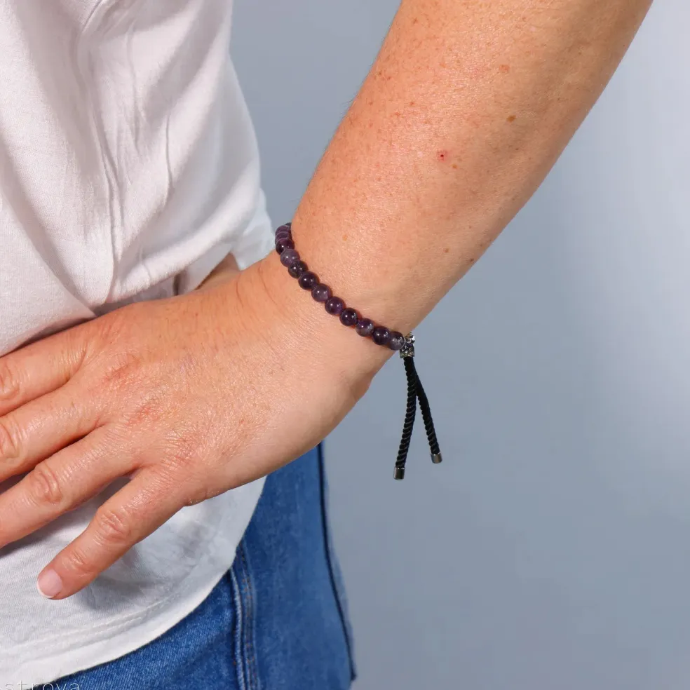 Bracelet en pierre naturelle plaqué argent | Améthyste
