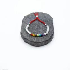 Bracelet en pierre naturelle plaqué argent | Howlite Blanche - 7 chakras