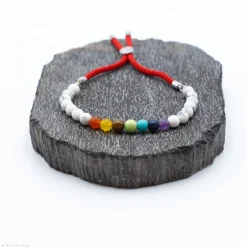 Bracelet en pierre naturelle plaqué argent | Howlite Blanche - 7 chakras