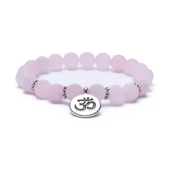 Bracelet en quartz rose 21 perles | charm Om