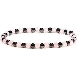 Bracelet Hématite / Quartz rose - 4 mm