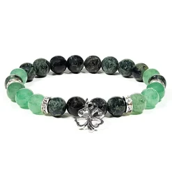 Bracelet Jaspe Kambaba - Aventurine Verte | charm Trèfle