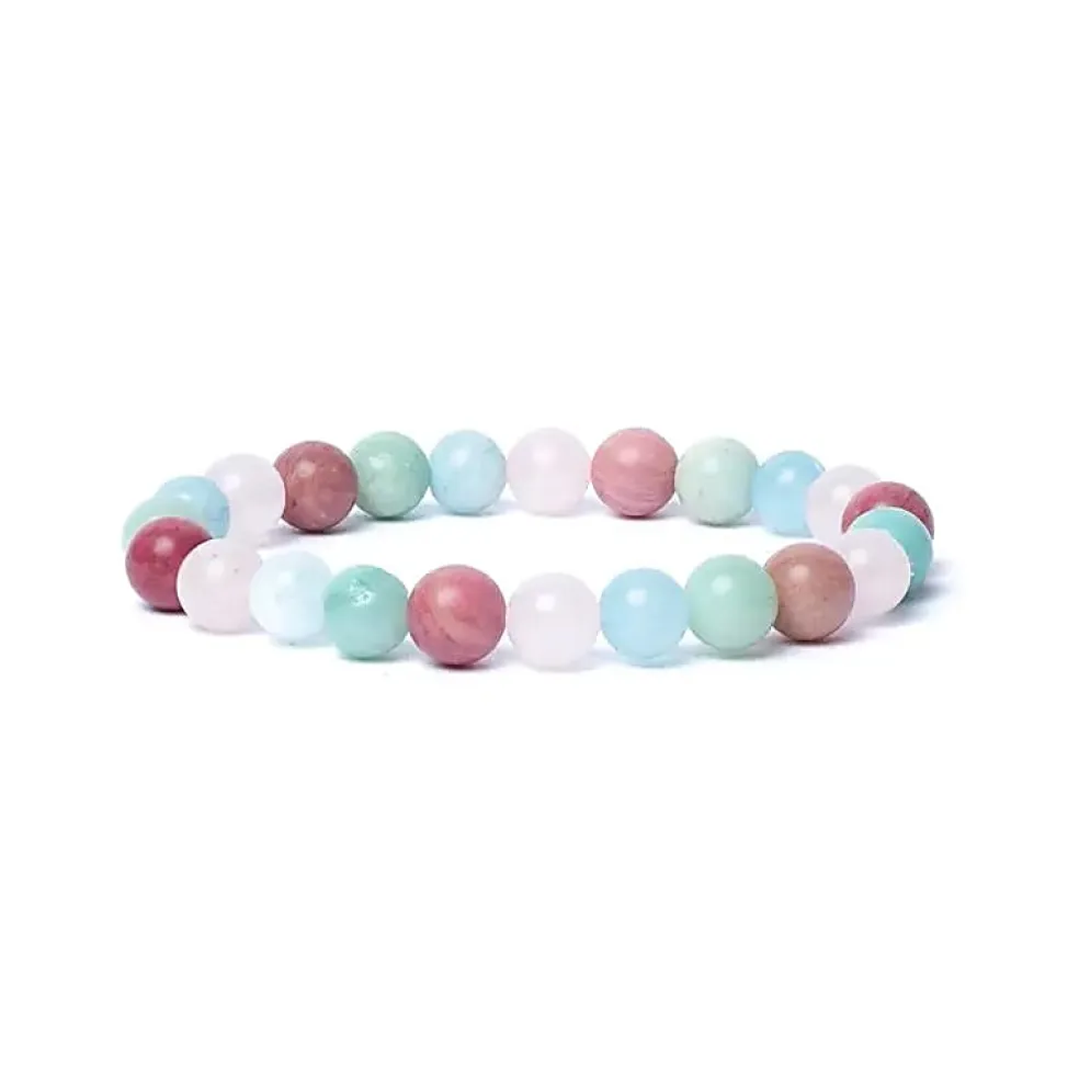 Bracelet Quartz rose / Amazonite / Aigue-Marine / Thulite - perles de 8 mm