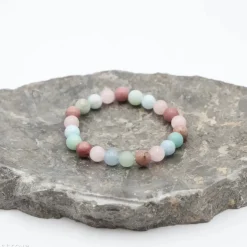 Bracelet Quartz rose / Amazonite / Aigue-Marine / Thulite - perles de 8 mm
