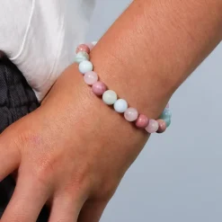 Bracelet Quartz rose / Amazonite / Aigue-Marine / Thulite - perles de 8 mm