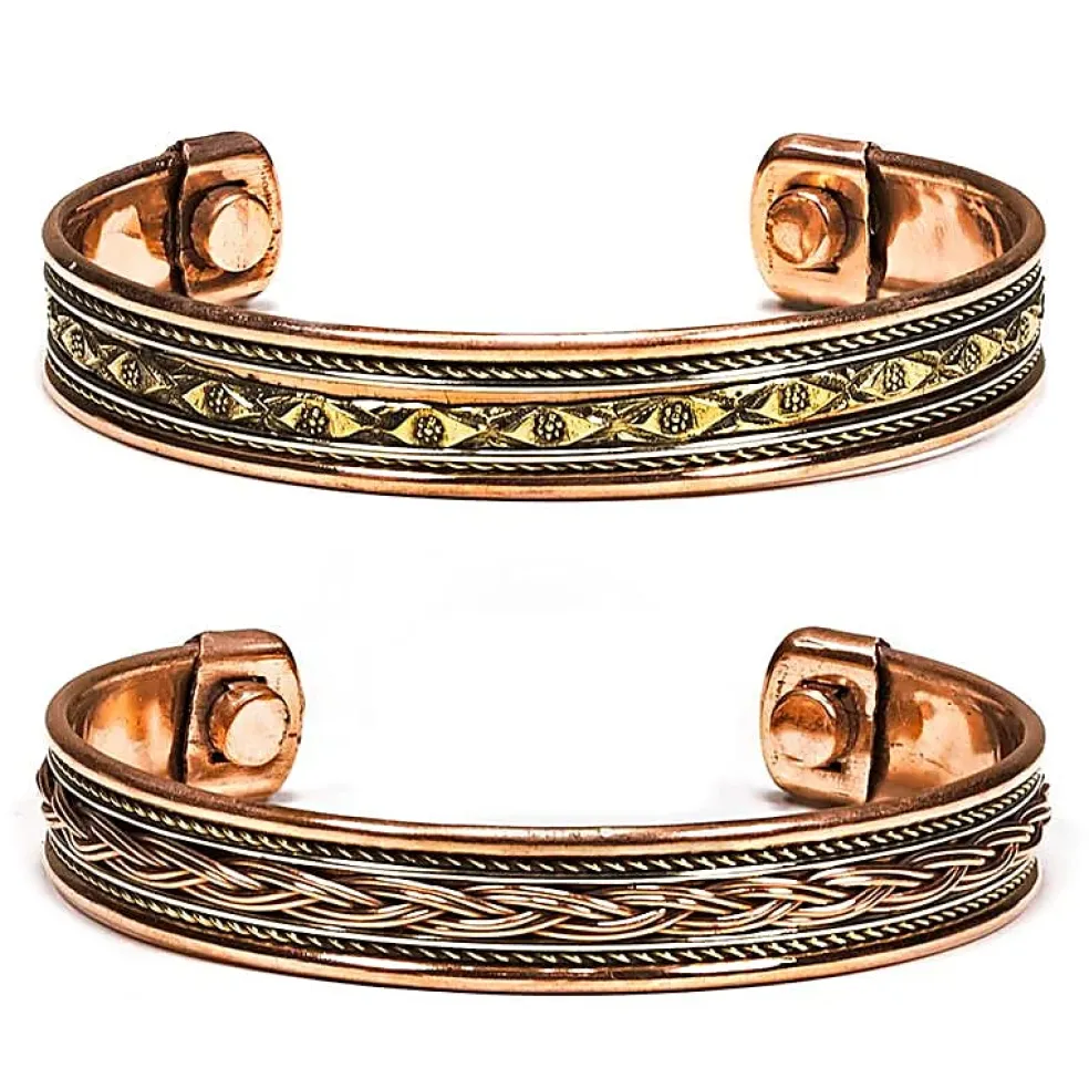 2 Bracelets cuivre magnétique | Tressés