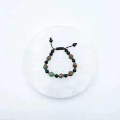 Bracelet Turquoise Corail et Agate noir Losange