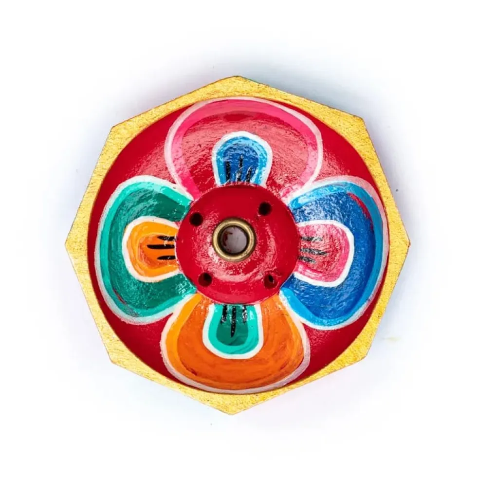 Brûle encens Fleur de Lotus en bois peint