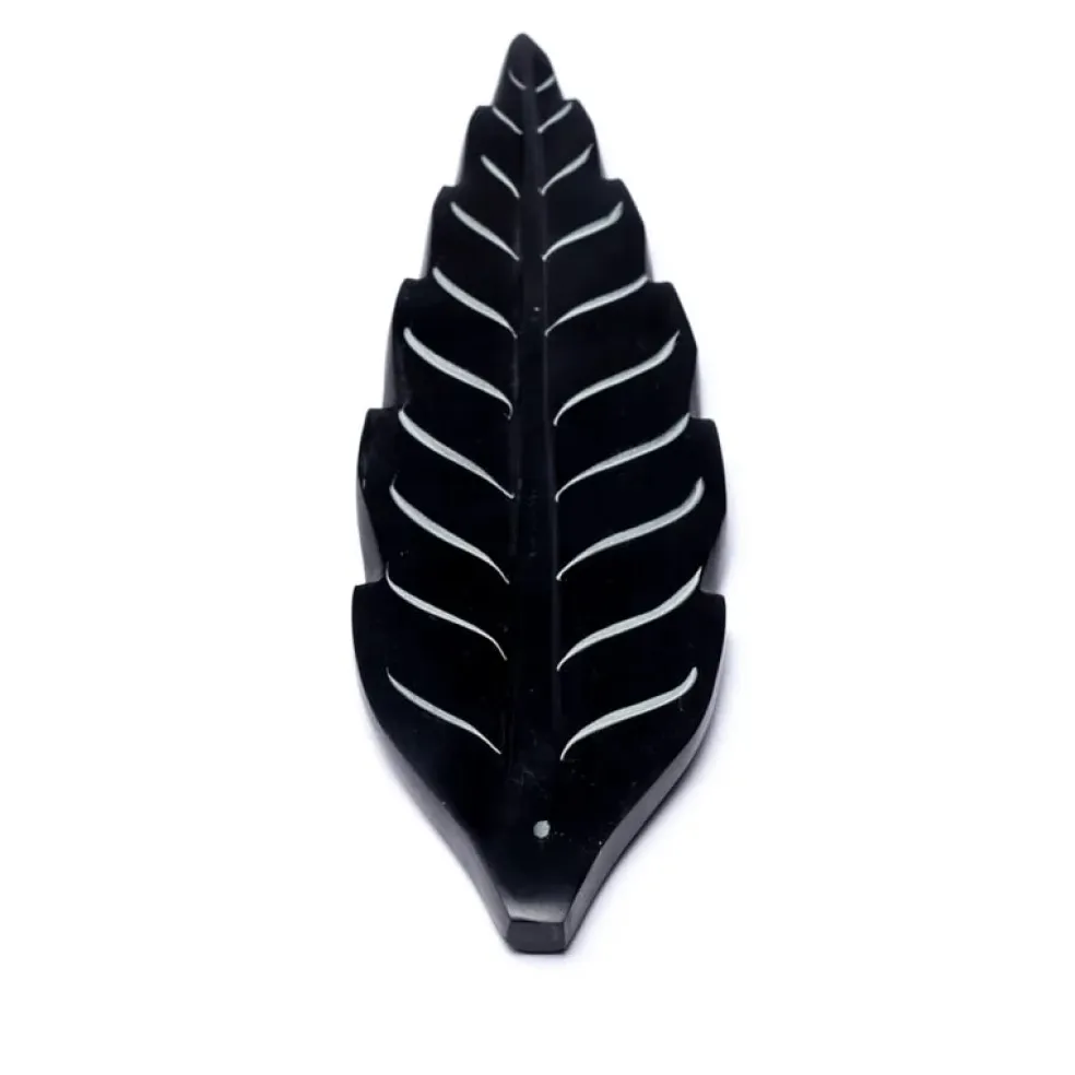 Brûleur encens bâton en stéatite - Forme de Feuille