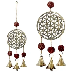 Carillon à vent Fleur de Vie avec rudraksha - 27 cm