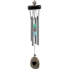 Carillon à vent 4 tubes alu, bois, perles et coeur - 35 cm